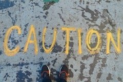 Caution text overlay